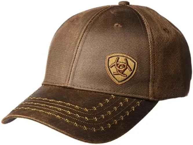 ARIAT Men's Oilskin Corner Logo Cap, Brown, One Size