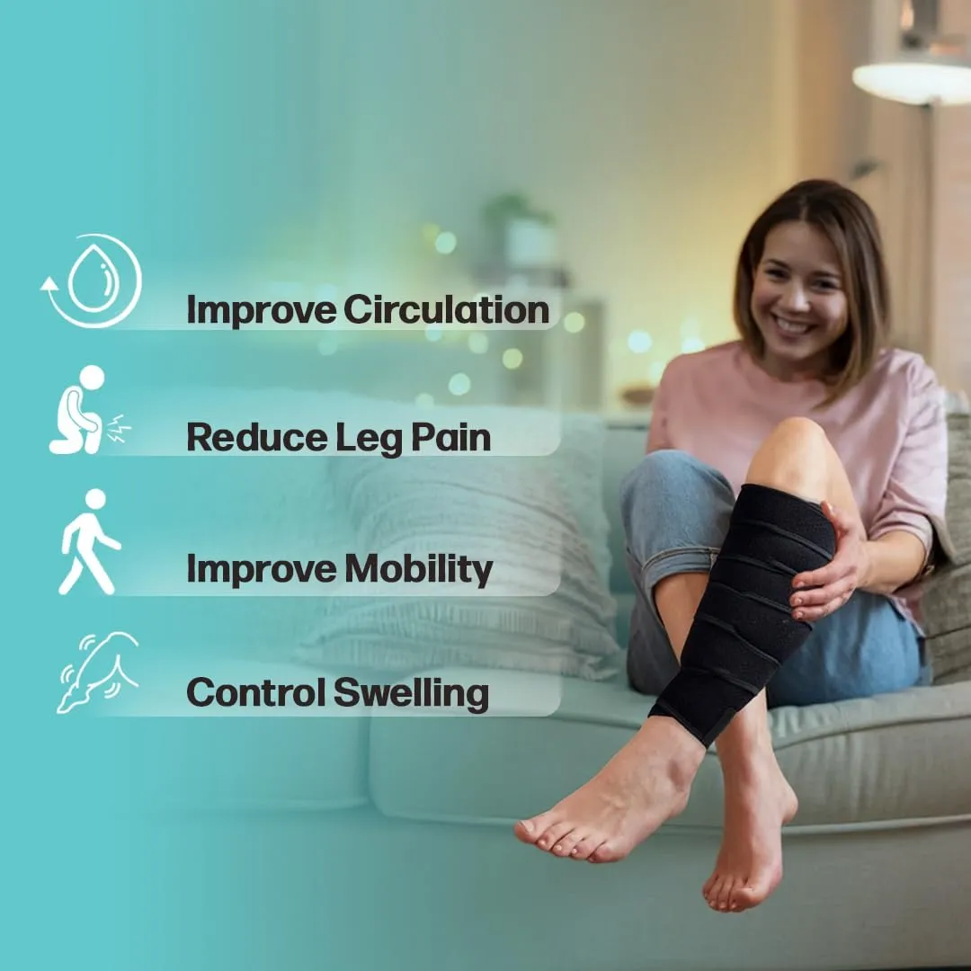 Beltwell? Adjustable Lymphedema Calf Compression Wrap for Swelling, Edema, Lipedema, Circulation, Heaviness, Pain - Easy to put on
