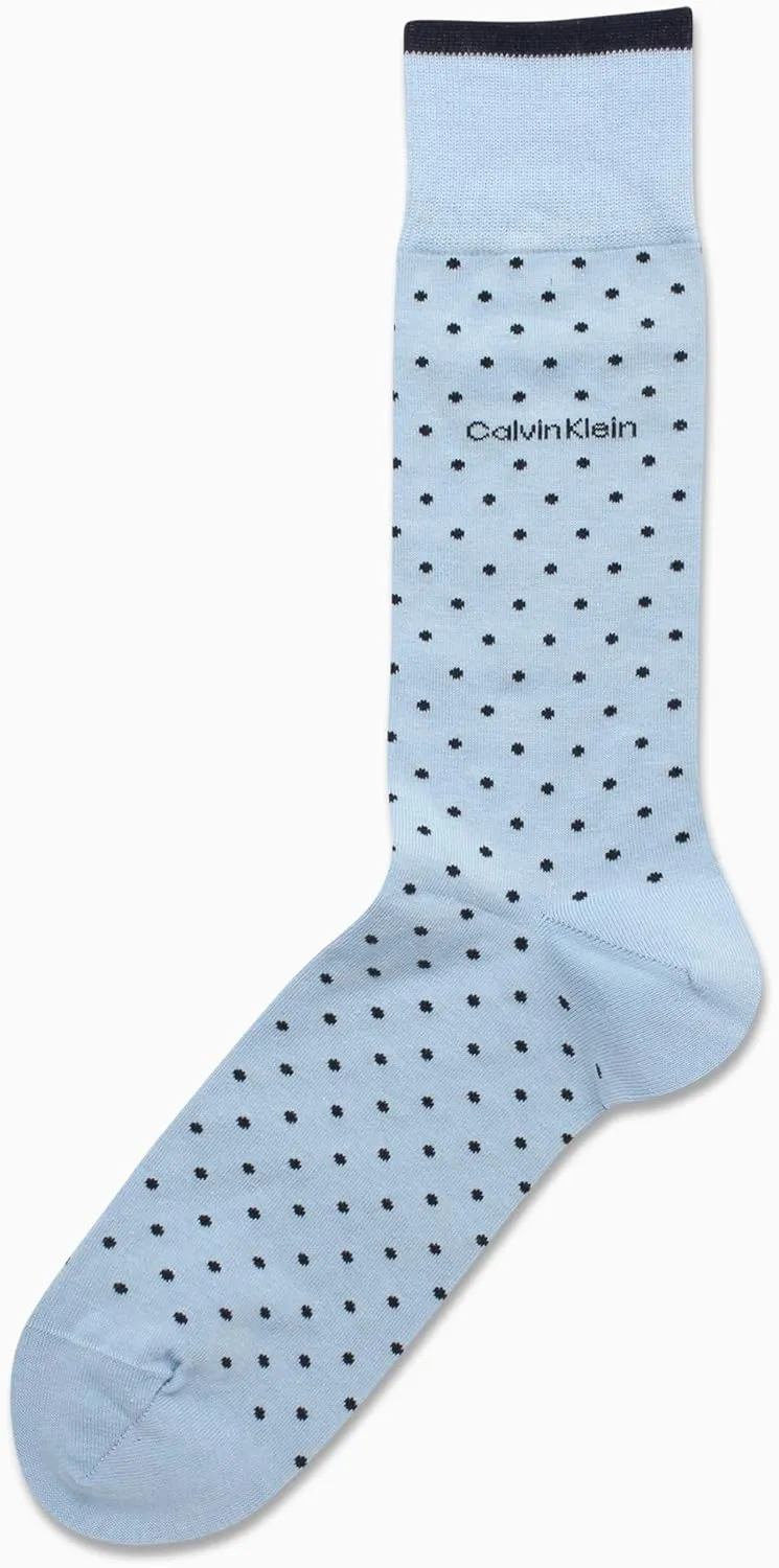Calvin Klein Mens Dress Socks - 1 Pair Egyptian Cotton Blend with Comfort Stay-Up Cuff - Soft, Breathable & Smooth Crew Socks