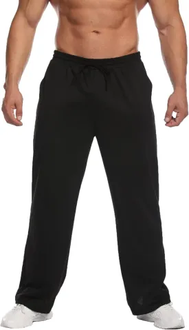 Deyeek Men's Lightweight Sweatpants Open Bottom Sweat Pants for Men Straight Leg Gym Sweatpants Lounge Pants with Pockets