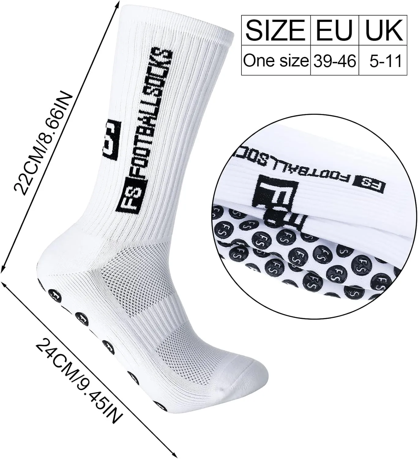 DragonflyDreams 3/4/8 Pairs Non Slip Sport Soccer Socks Anti Slip Football Baseball Unisex Athletic Socks with Grip Pads