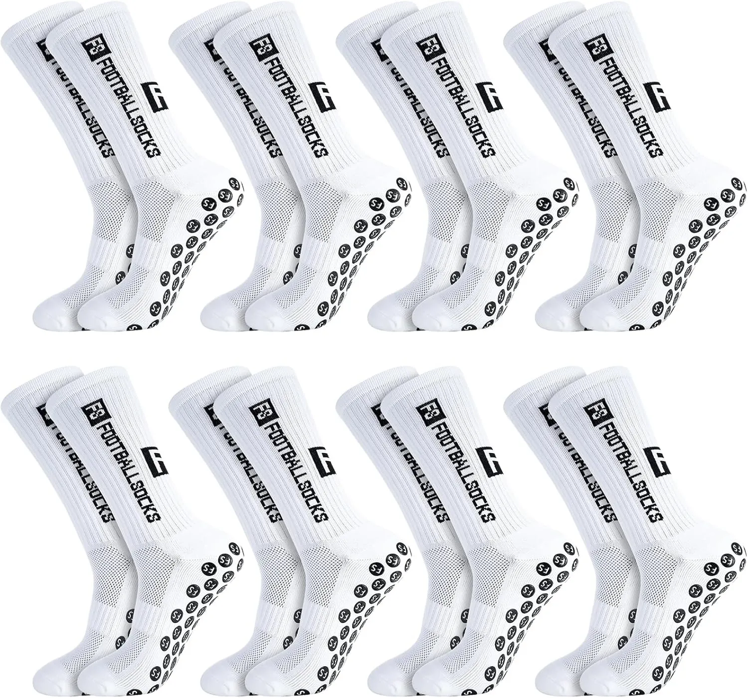 DragonflyDreams 3/4/8 Pairs Non Slip Sport Soccer Socks Anti Slip Football Baseball Unisex Athletic Socks with Grip Pads