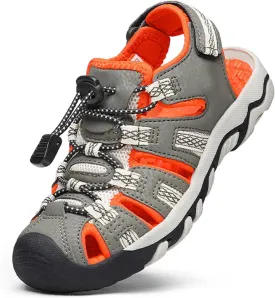 DREAM PAIRS Boys Girls Summer Outdoor Athletic Sport Sandals Walking Hiking Hook and Loop Adjustable Multicolor for Toddler/Little/Big Kids,Size 13 Little Kid,Olive/Green/Beige/Orange,160912-K
