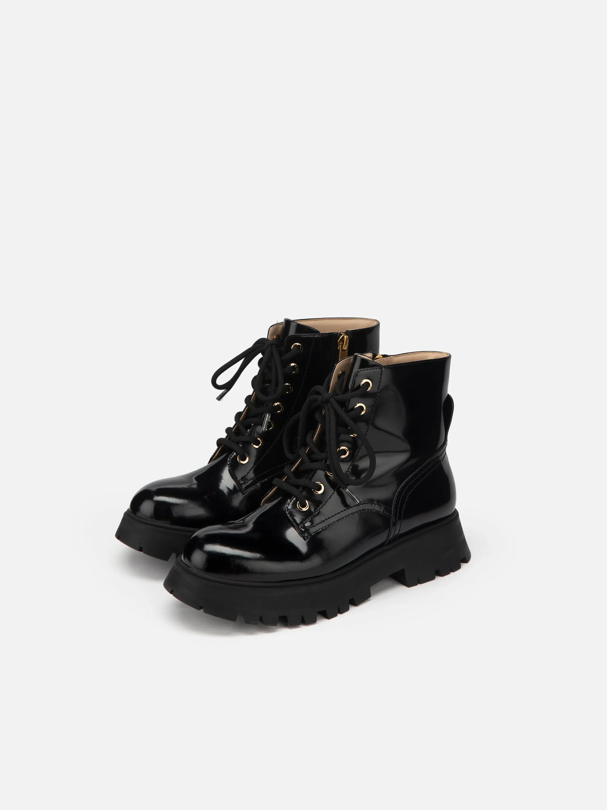 EP YAYING Leather Platform Lace Up Boots