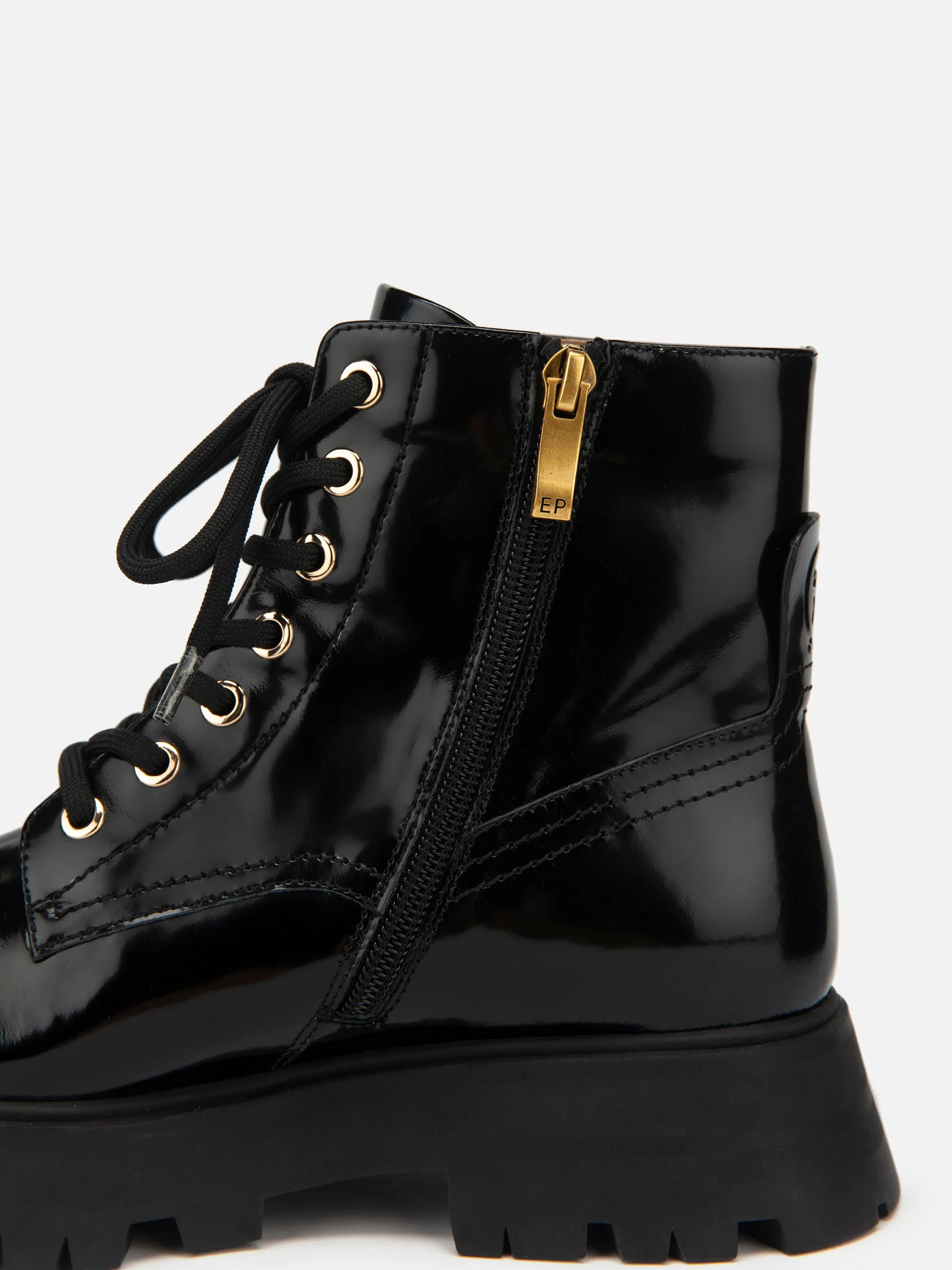 EP YAYING Leather Platform Lace Up Boots