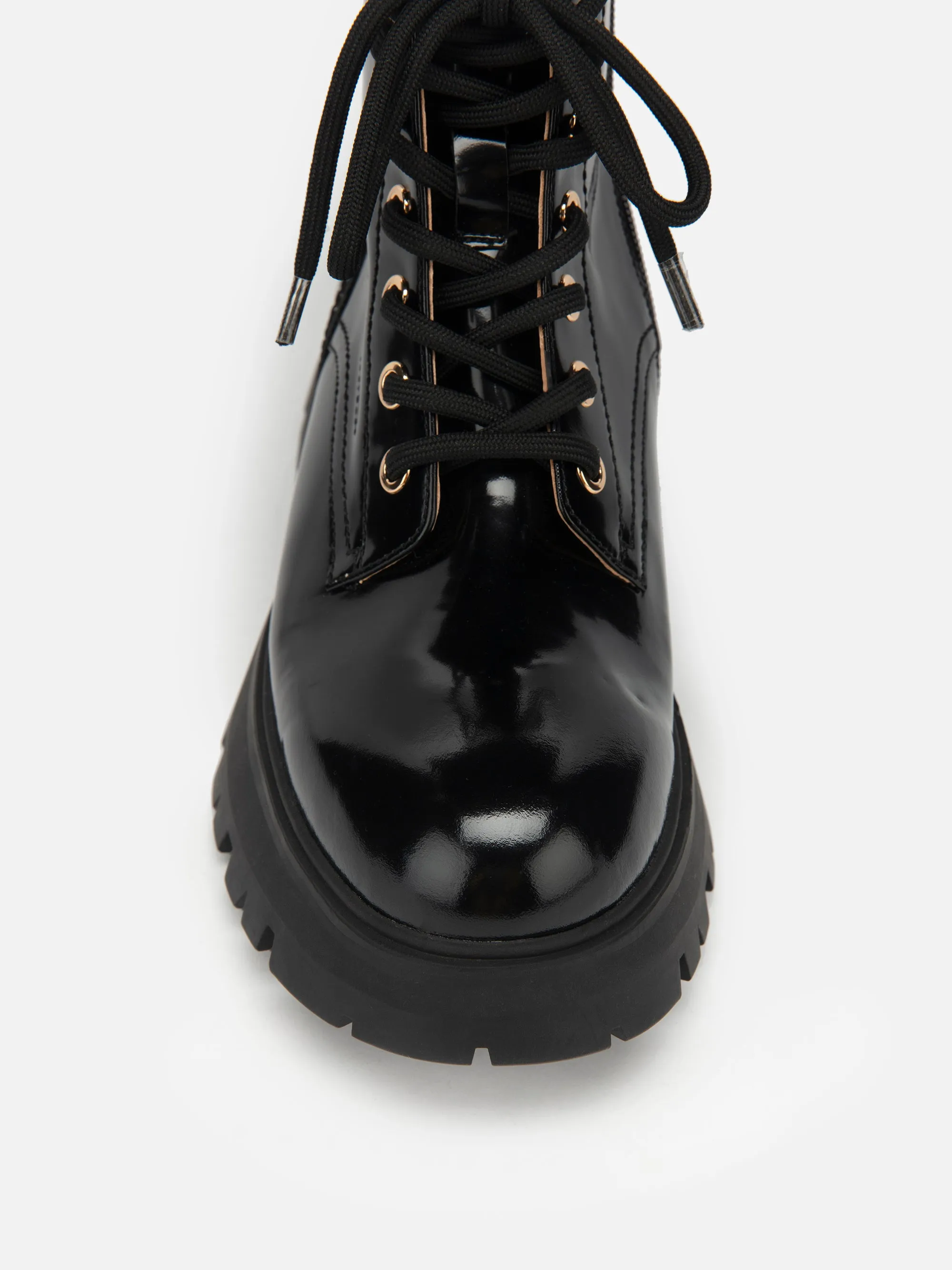 EP YAYING Leather Platform Lace Up Boots