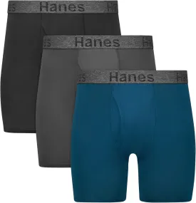 Hanes Men's Stay Dry Pouch, Cotton Stretch Boxer Brief with Leak Protection, 3-Pack