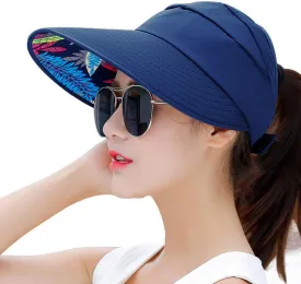 HINDAWI Sun Hats for Women Wide Brim UV Protection Sun Hat Summer Beach Packable Visor