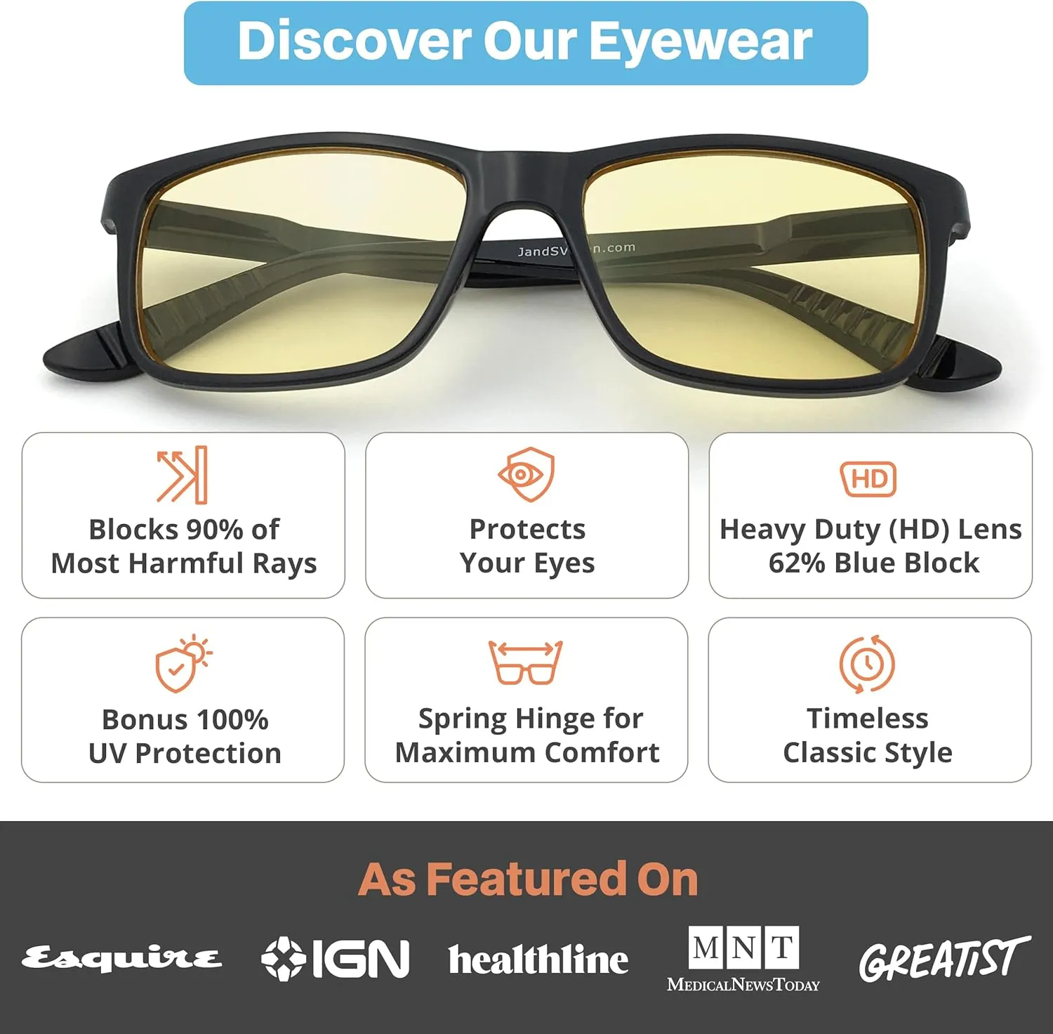 J S Vision Blue Light Blocking Glasses | Computer Gaming/Working Glasses for Women Men | Anti Eyestrain Fatigue UV Glare
