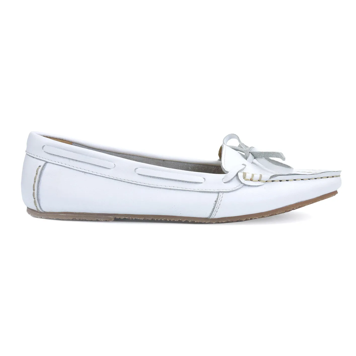 Leather Lace Moccasin Soft Marble White