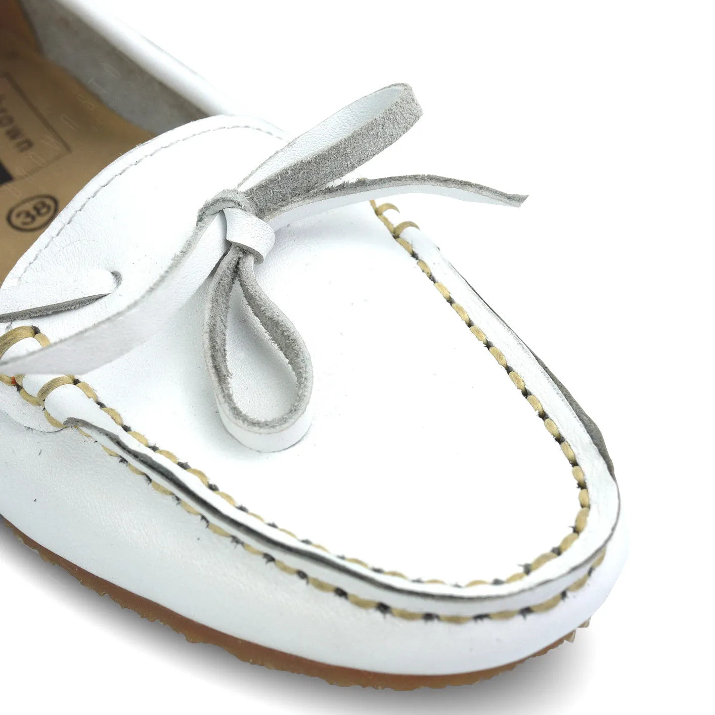 Leather Lace Moccasin Soft Marble White