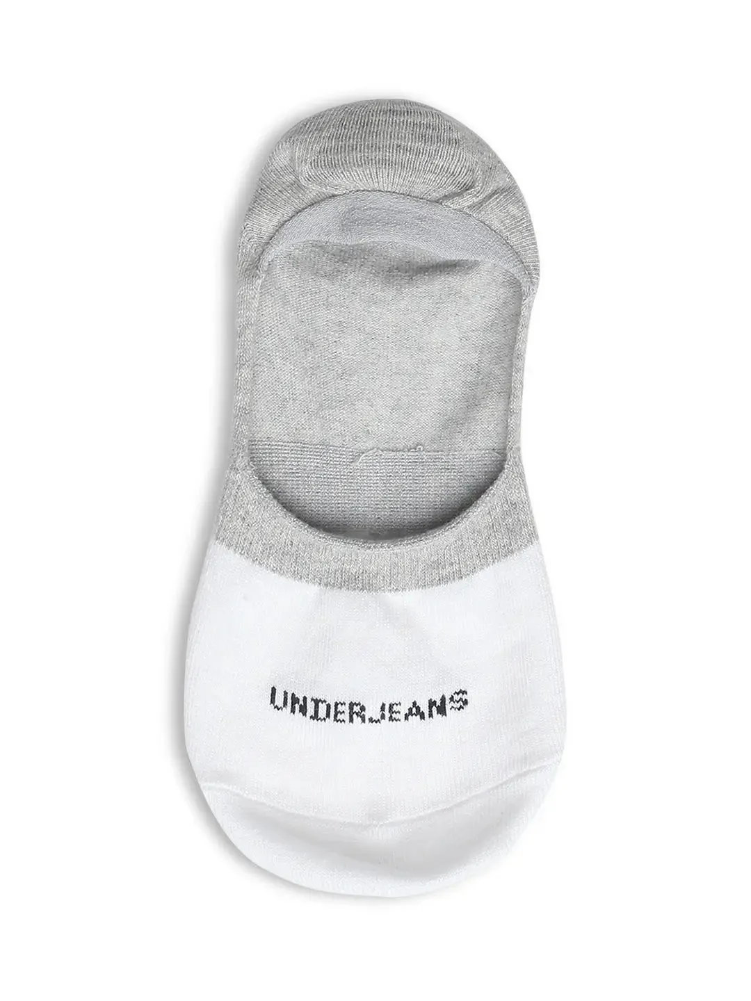 Men White & Bottle Green Cotton Blend No Show Socks - Pack Of 2 - Underjeans By Spykar