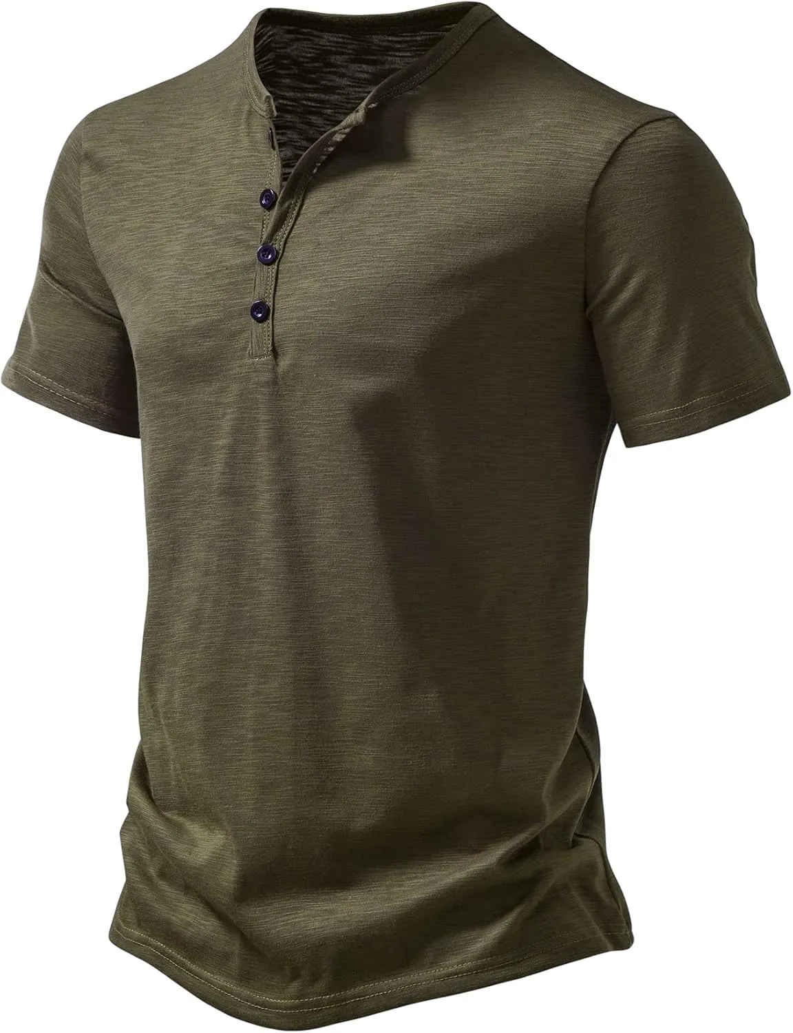 Men's Short Sleeve Henley Shirt Casual Stretchy Slim Fit T Shirt