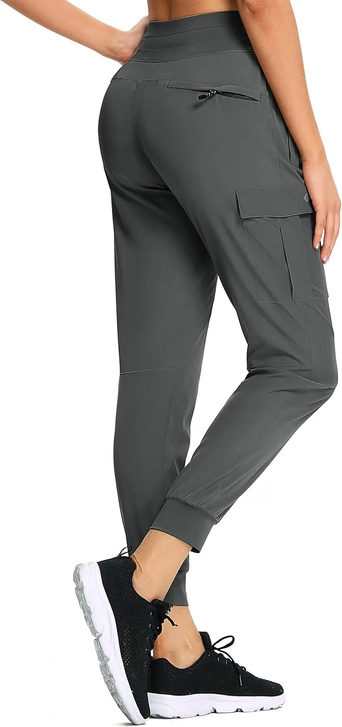 RlaGed Women??s Cargo Hiking Pants Lightweight Joggers Quick Dry Water Resistant Outdoor Fishing UPF 50 Zipper Pockets
