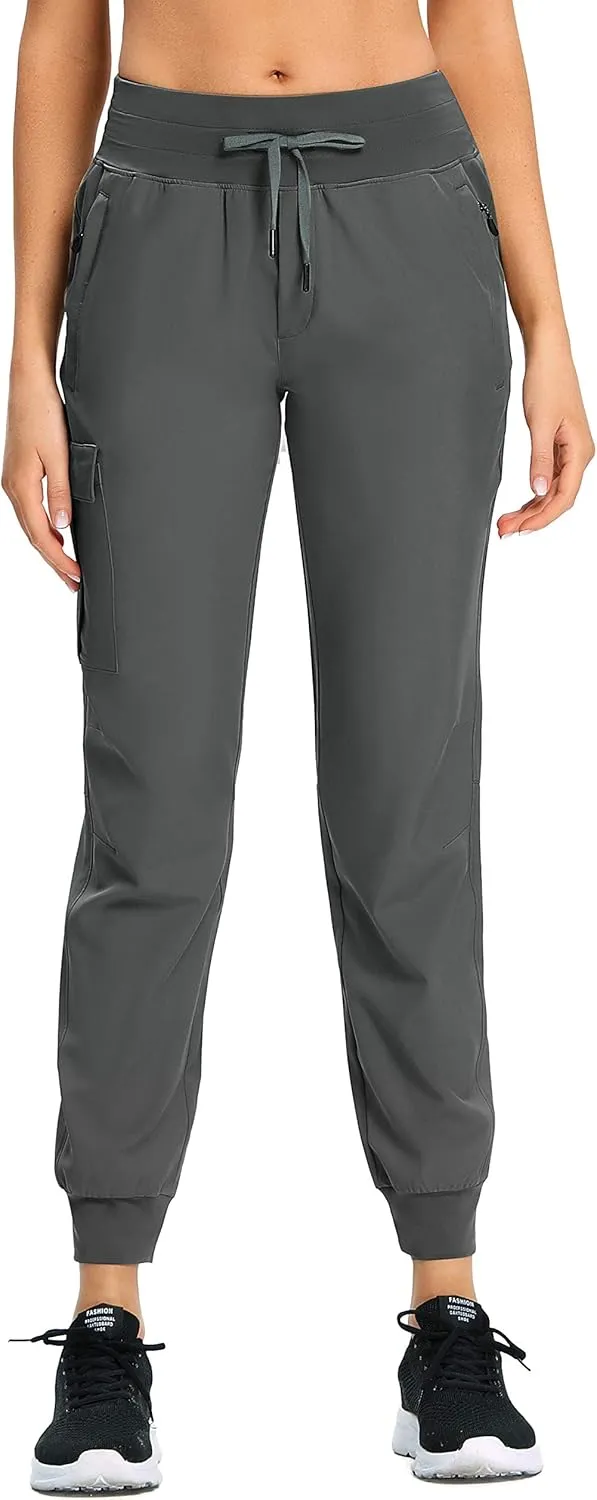 RlaGed Women??s Cargo Hiking Pants Lightweight Joggers Quick Dry Water Resistant Outdoor Fishing UPF 50 Zipper Pockets