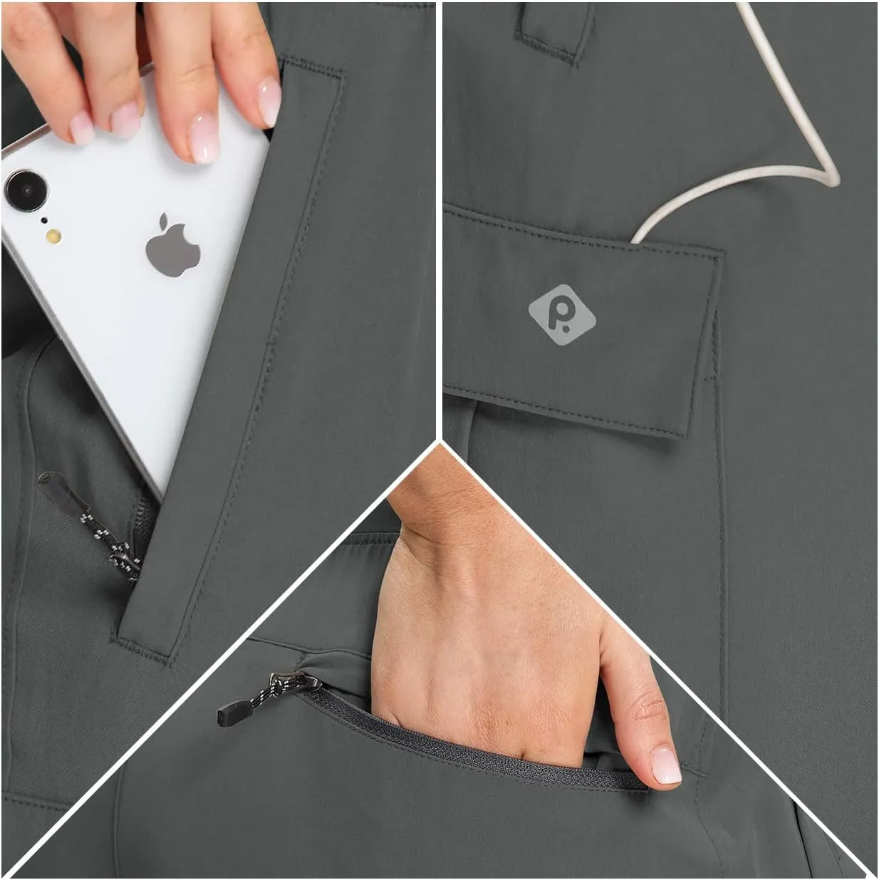 RlaGed Women??s Cargo Hiking Pants Lightweight Joggers Quick Dry Water Resistant Outdoor Fishing UPF 50 Zipper Pockets