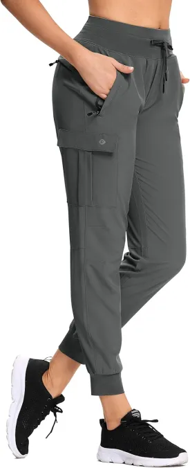 RlaGed Women??s Cargo Hiking Pants Lightweight Joggers Quick Dry Water Resistant Outdoor Fishing UPF 50 Zipper Pockets