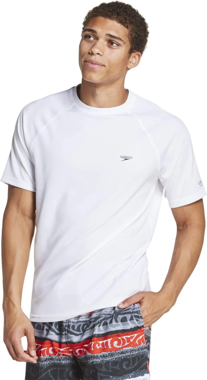 Speedo Men's Uv Swim Shirt Short Sleeve Regular Fit Solid