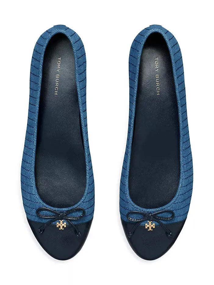 Tory Burch Denim Cap Toe Flat